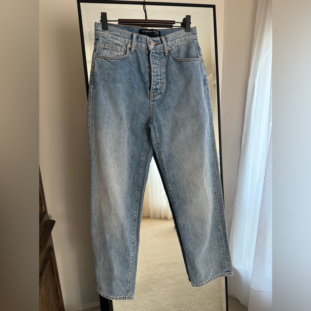 Veronica Beard Blake Jeans Straight High Rise Medium Wash 100 Cotton 26